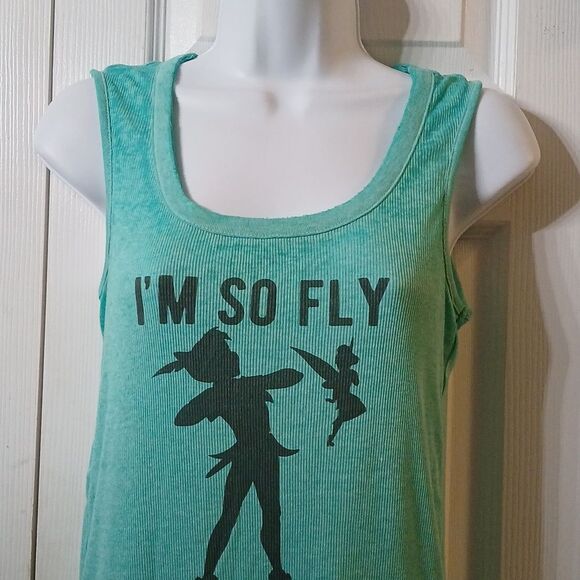 Disney Tinker Bell Peter Pan ribbed tank top I'm So Fly I Never Land Sz M - Picture 4 of 6